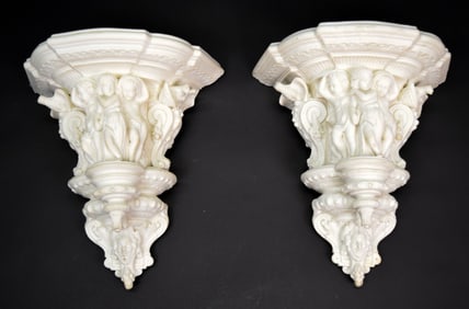 Pair of Figural Parian Wall Brackets