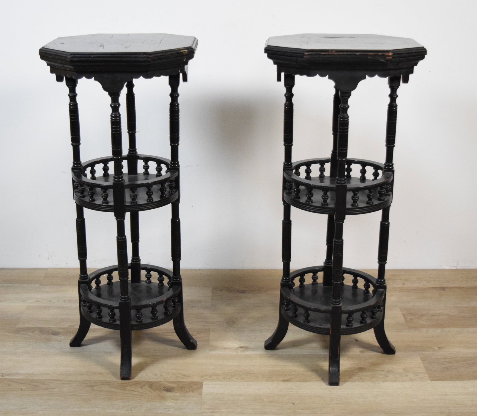 Pair Aesthetic Movement Ebonized 3 Tier Stands (1 of 12)