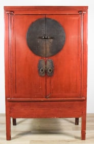 Chinese Red Lacquer Wedding Cabinet