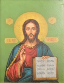 Russian Wood Icon Christ Pantocrator