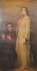 After Ary Scheffer Oil on Canvas Dante & Beatrice