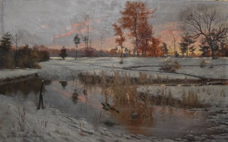 H. Otto Ruger Oil on Canvas Winter Landscape