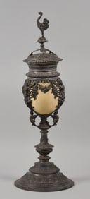 Ostrich Egg Box With Silverplate Mounts