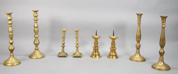 4 Pairs Brass Candlesticks