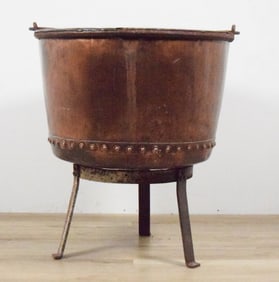 Copper Cauldron on Iron Stand