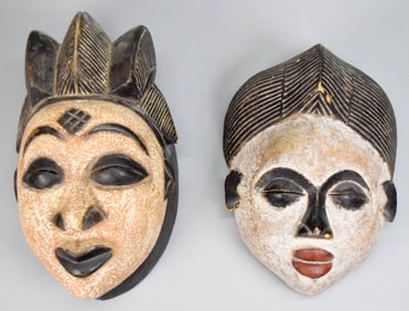 2 African Masks Gabon Punu