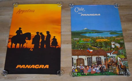 2 Panagra Travel Posters Chile & Argentina