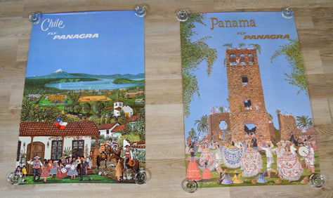2 McCoun Panagra Travel Posters Chile & Panama