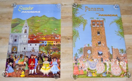 2 McCoun Panagra Travel Posters Ecuador & Panama