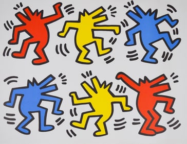 After Keith Haring Offset Lithograph Dancing Dogs