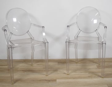 Pair Philippe Starck Kartell Louis Ghost Chairs