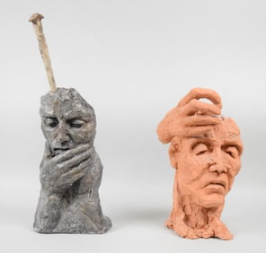 2 Clay Sculptures Initialed MG