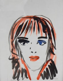 Hunt Slonem Watercolor on Paper Brynja