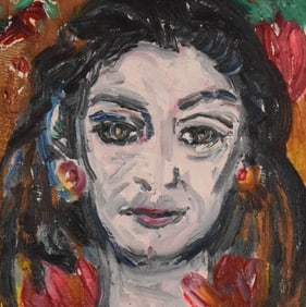 Hunt Slonem Oil on Canvas Portrait of a Woman