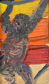 Hunt Slonem Oil on Board Monkey