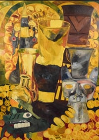 Hunt Slonem Oil on Canvas Leg