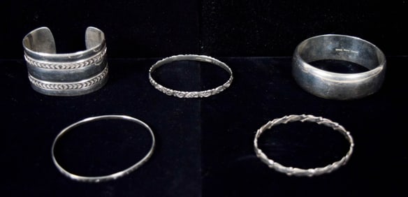 5 Sterling Bracelets Including Tiffany Makers