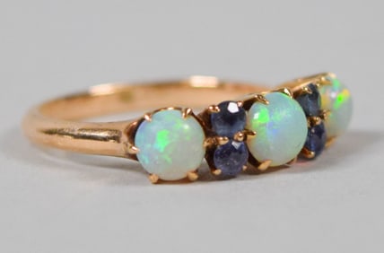 14k Gold, Opal & Tanzanite Ring
