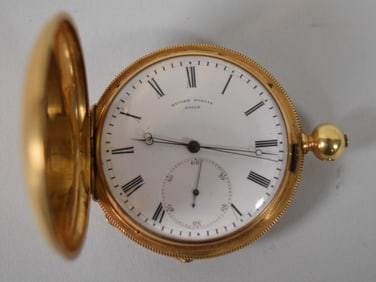 Lucien Dubois 18k Gold Hunter Keywind Pocket Watch