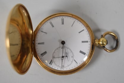 Jules Robert 18k Gold Hunter Keywind Pocket Watch