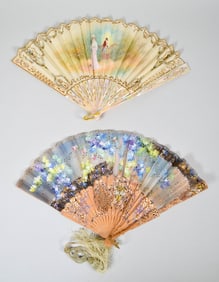 2 Hand Painted French Fans