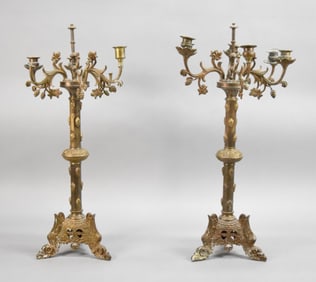 Pair of Brass 6 Light Candelabra