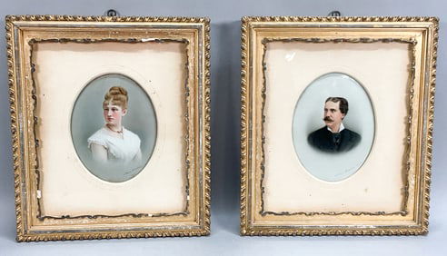 Pair of Ludwig Sturm Porcelain Plaques Portraits