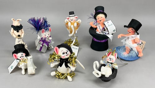 8 Annalee New Years Figurines with Tags