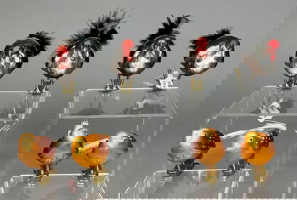 8 Turkey and Quail Thanksgiving Ornaments
