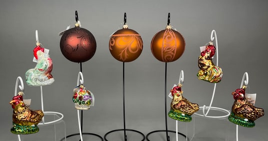 9 Thanksgiving Chicken, Rooster Ornaments