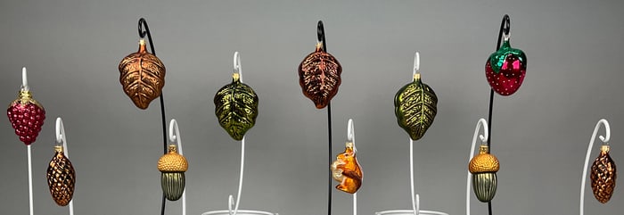 11 Leaves, Berries, Nuts, Chipmunk Ornaments