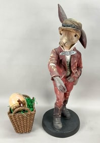 Colonial Dressed Easter Rabbit With Basket & Eggs
