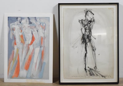 Jo Molina 2 Works Lithograph & Drawing
