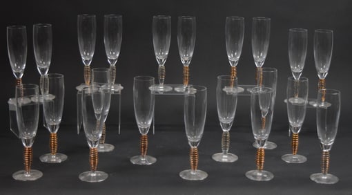 21 Kosta Boda Crystal Epoque Champagne Flutes