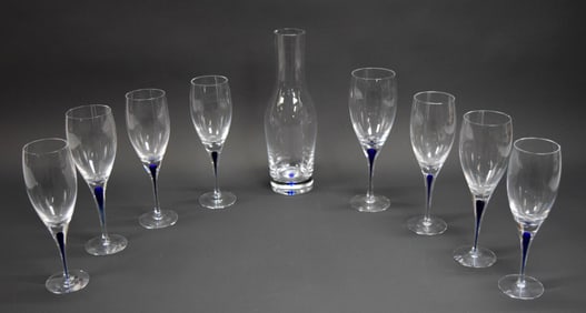 9 Pieces Orrefors Crystal Intermezzo Stemware