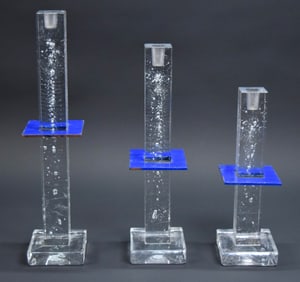 3 Bertil Vallien Kosta Boda Tower Candlesticks
