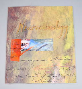 Todd Siler Mixed Media Book Neurocosmology: Todd Siler (American, 1953-). Mixed media book, Neurocosmology. With paint, pastel and collage. Todd Siler Psi Phi printed on cut paper on front cover and front cover dated 1987; with Psi Phi stationa