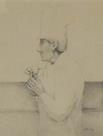 Marcos Huerta Drawing on Paper Man With Mouse