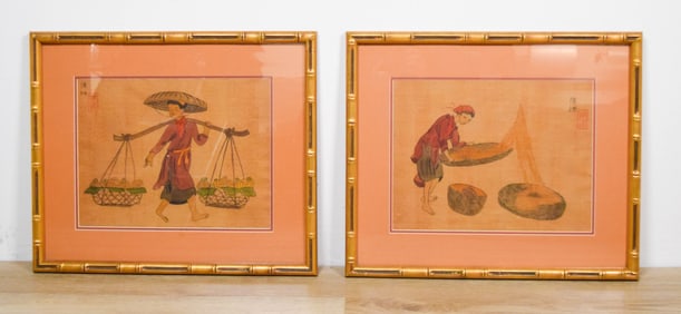 Pair of Chinese Paintings on Silk