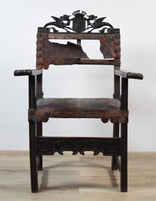Spanish Baroque Style Carved Armchair