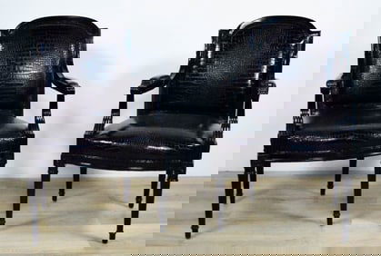 Pair of Alligator Skin Armchairs