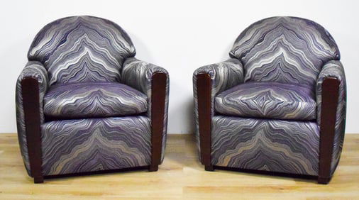 Pair of Art Deco Style Upholstered Club Chairs