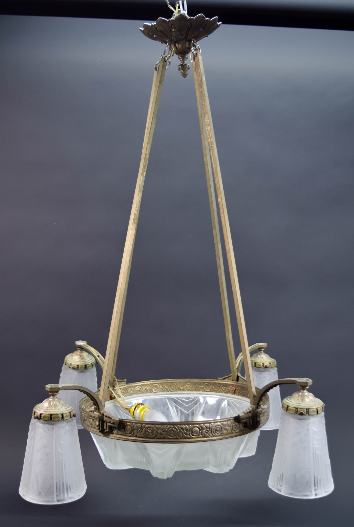 Art Deco Four Light Chandelier (1 of 13)