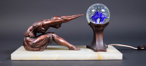 Art Deco Figural Paperweight Lamp