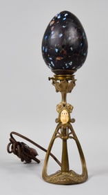 E. Soleau Chiparus Style Art Nouveau Bronze Lamp