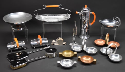 17 Art Deco Table & Dresser Items Chase, Farber