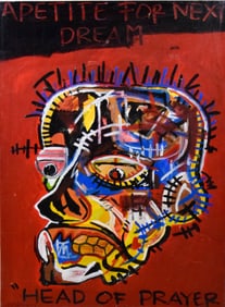 After Basquiat Oil on Canvas Head of Prayer