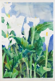 Gary Bukovnik Watercolor on Paper Calla Lilies