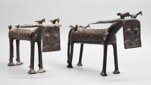 Pair of West African Bobo Bronze Buffalo