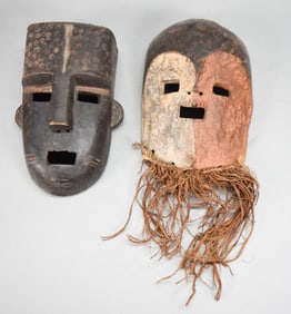 2 African Wooden Masks DR Congo